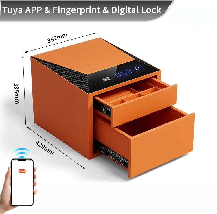 F2-2B CEQSAFE Smart Smart Fingerprint Double-layers Slide Digital Safe Drawer Box Wardrobe Drawer Safe Box Jewelry Money Safe Box