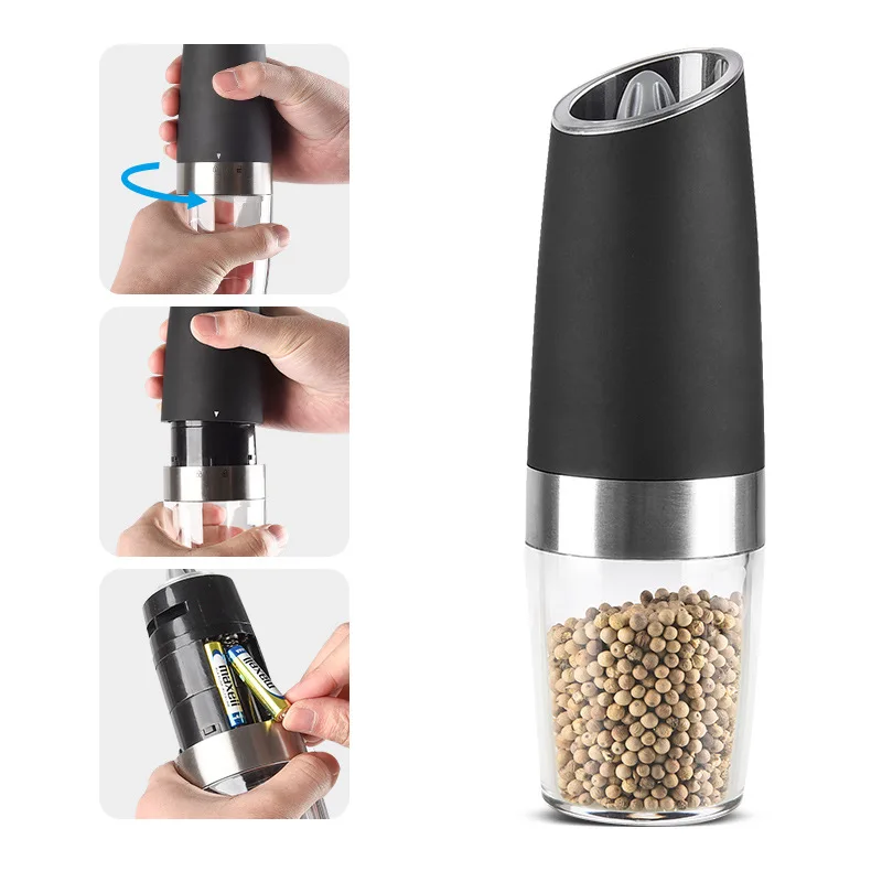 Electric Gravity Stainless Pepper Mill with Battery Powered Adjustable  Roughness - China Electric Pepper Grinder and Grinder Bottle price