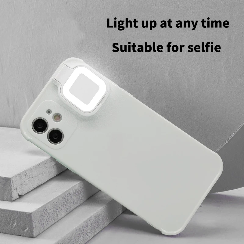 Selfie Make up Square Light Mobile Phone Shell for iPhone 12 Promax Phone Case with Ring Light