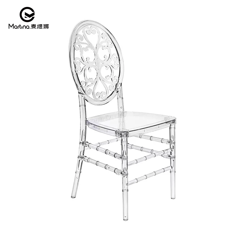 Transparent Detachable Chair with Clear Crystal Resin Acrylic Bamboo Durable Hotel Bar Wedding Party Outdoor Dining Event Use