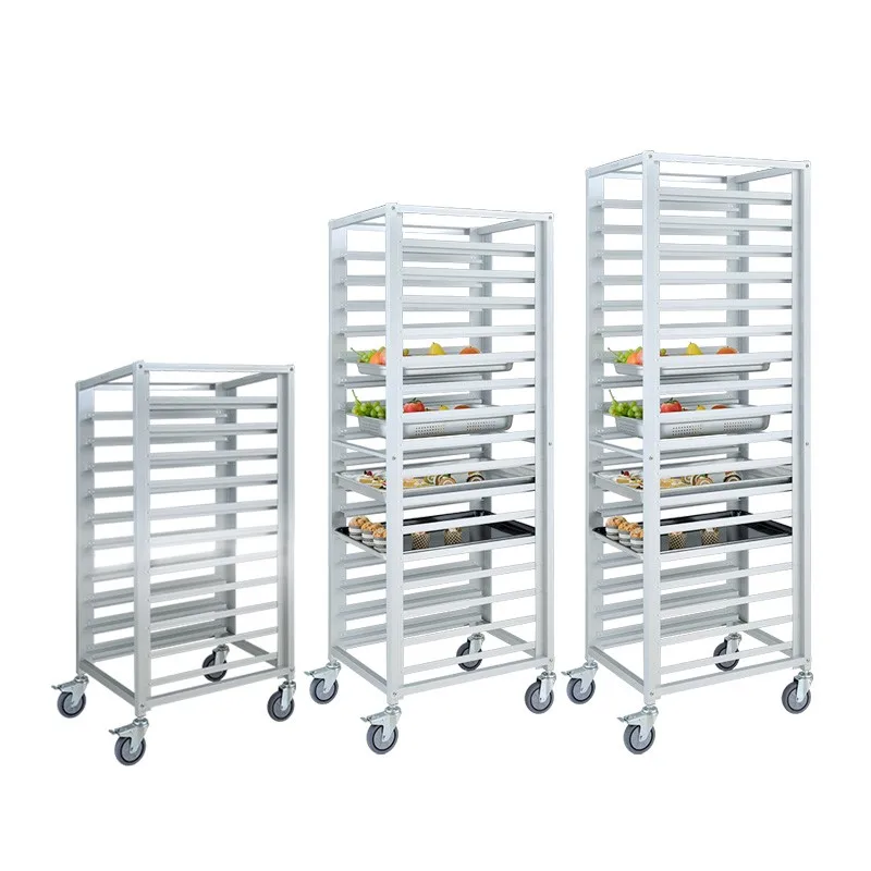 
9/15/18-Tier Dual Purpose Aluminum Bread Cooling Baking Tray Sheet Pan Rack Gastronorm GN Pan Bakery Trolley 