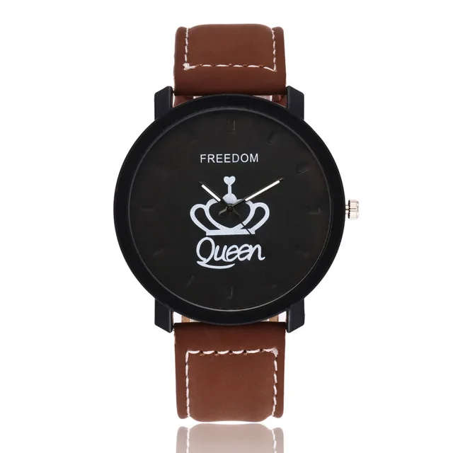 Fashion Brand King Queen Leather Strap Unisex Watches Watch Men Women  Matching Table Tudents Scrubs Lovers Couple Watche Sports Military | Wish