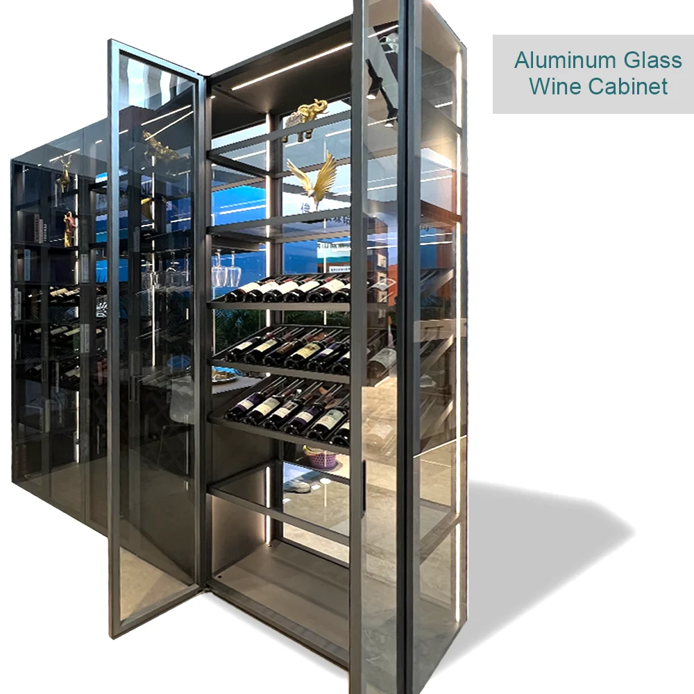 Aluminum Glass Wardrobe Stylish Storage for Living Room