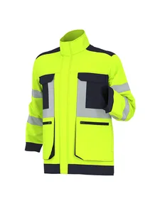 Fluorescent Polyester Fleece CE Certified Hi Visibility Unisex Waterproof Cold-proof Autumn Winter Work Jacket Construction