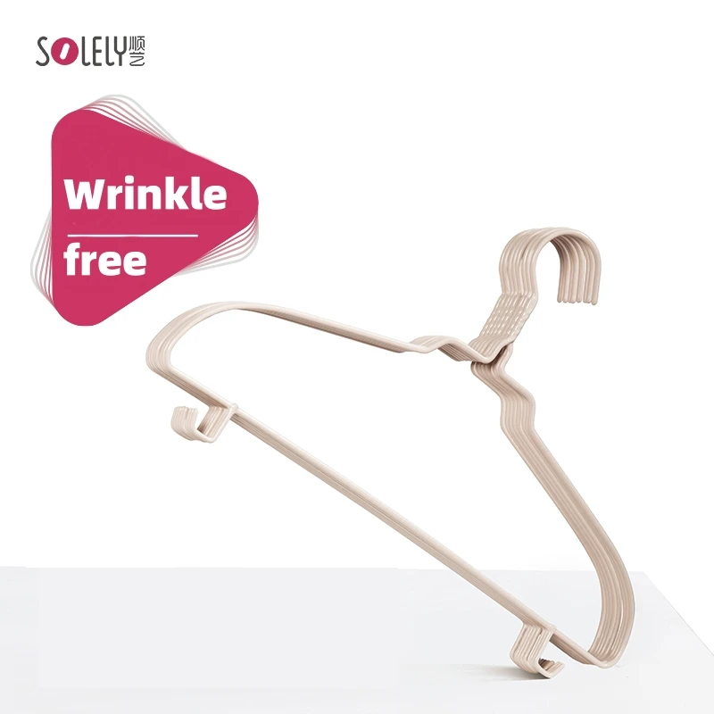 SOLELY 16'' Wrinkle-free Outing Drying Clothes Plastic Coating Hanger r with Trouser Lips