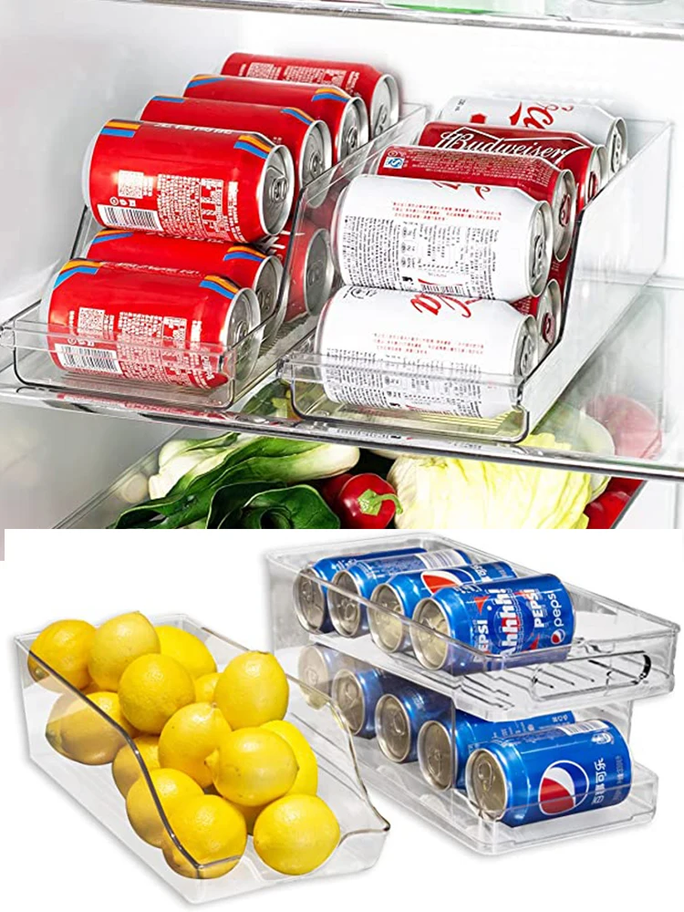 Kitchen Automatic Rolling Soda Can Dispenser Plastic Fridge Beverage