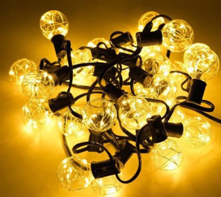 G40 Festoon String Lights 25 Globes LED Copper Wire Shatterproof Waterproof Outdoor 220V for Christmas Garden Patio Cafe Decor