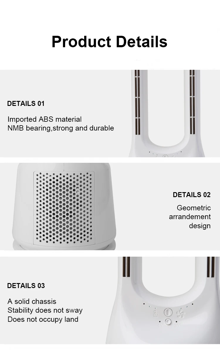 2022 New Bladeless Table Fan Air Cooling Leafless Desk Fans Portable