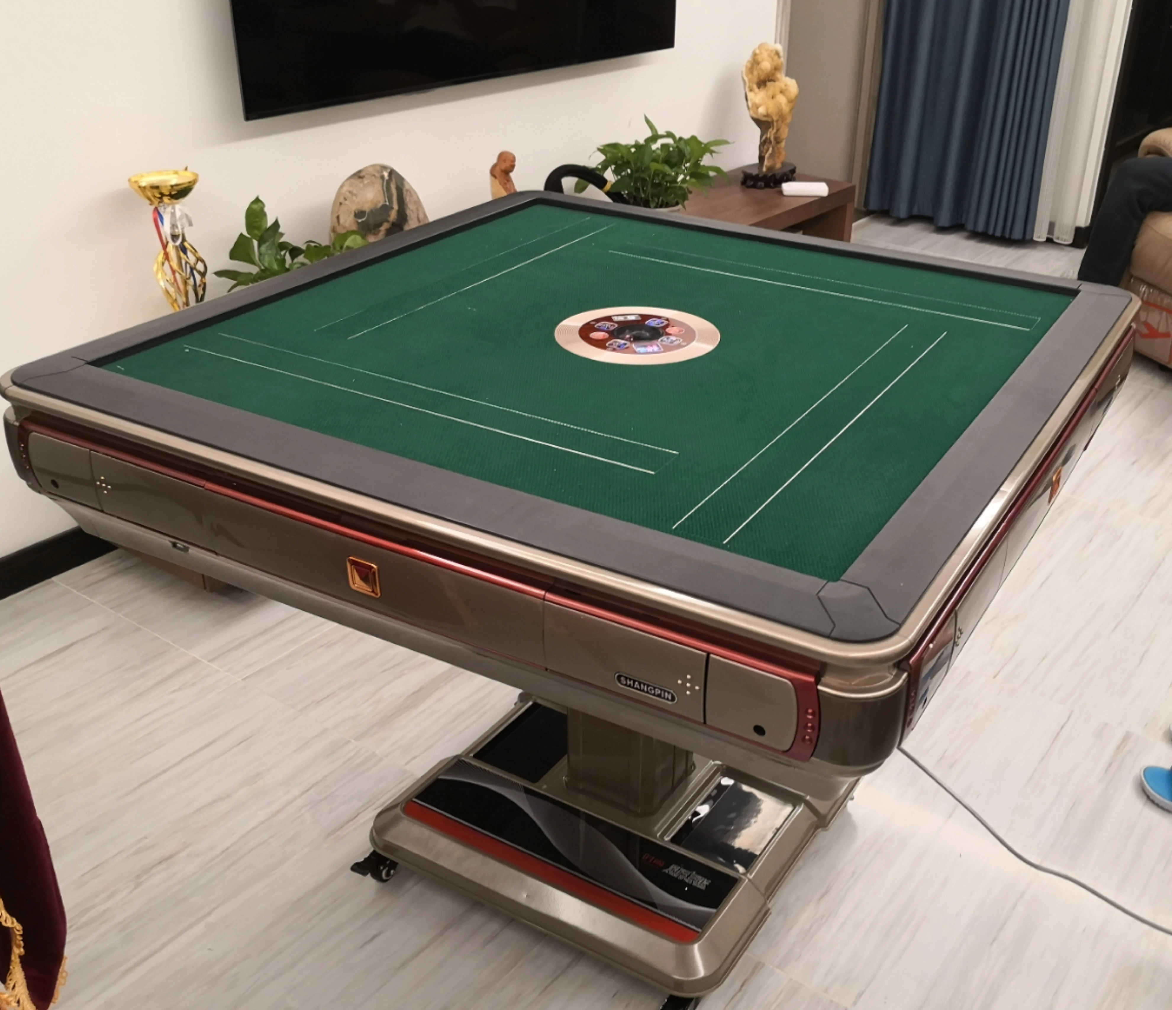 High Quality Professional Casino Gambling Texas Poker Table 9 Person With LED Light