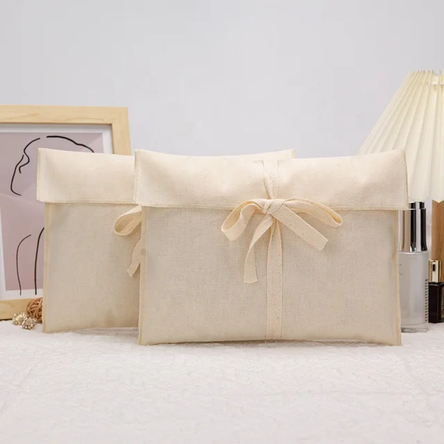 Wholesale Custom Recyclable Cotton Envelop Flap Bag Dust Bag Clothes Packaging Envelope Bags
