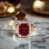 10K oro 5ct rubí anillo