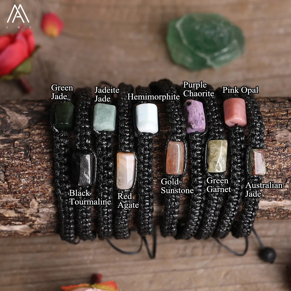 Black String Single Bracelet , Handmade Cylinder Stone Beads Bracelets Fashion Jewelry