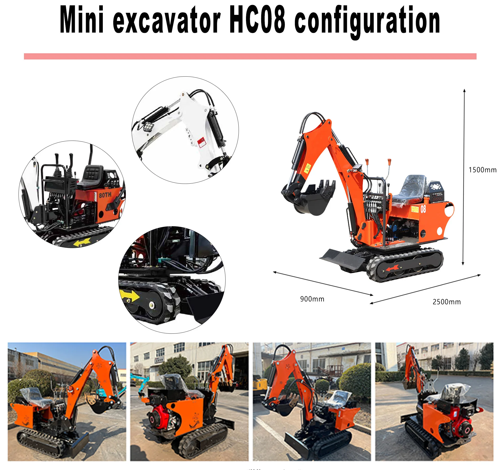 Free Shipping! Euro 5 Mini Excavator 0.8 1 Ton China Crawler Type