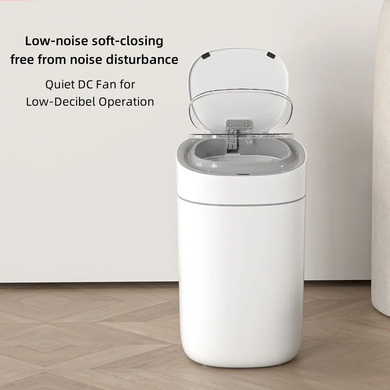 Touchless Rectangular Trash Can Ozone Generator Deodorizer PP Bin Odor Waste Storage Kitchen Rectangular Storage Bucket Lid