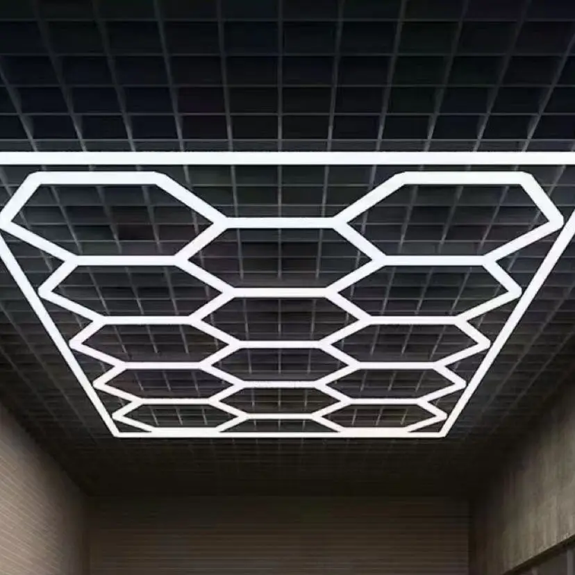 Custom Diy Ceiling Mounted Hexagonal Detailing Honeycomb Led Garage Lights for Workshop