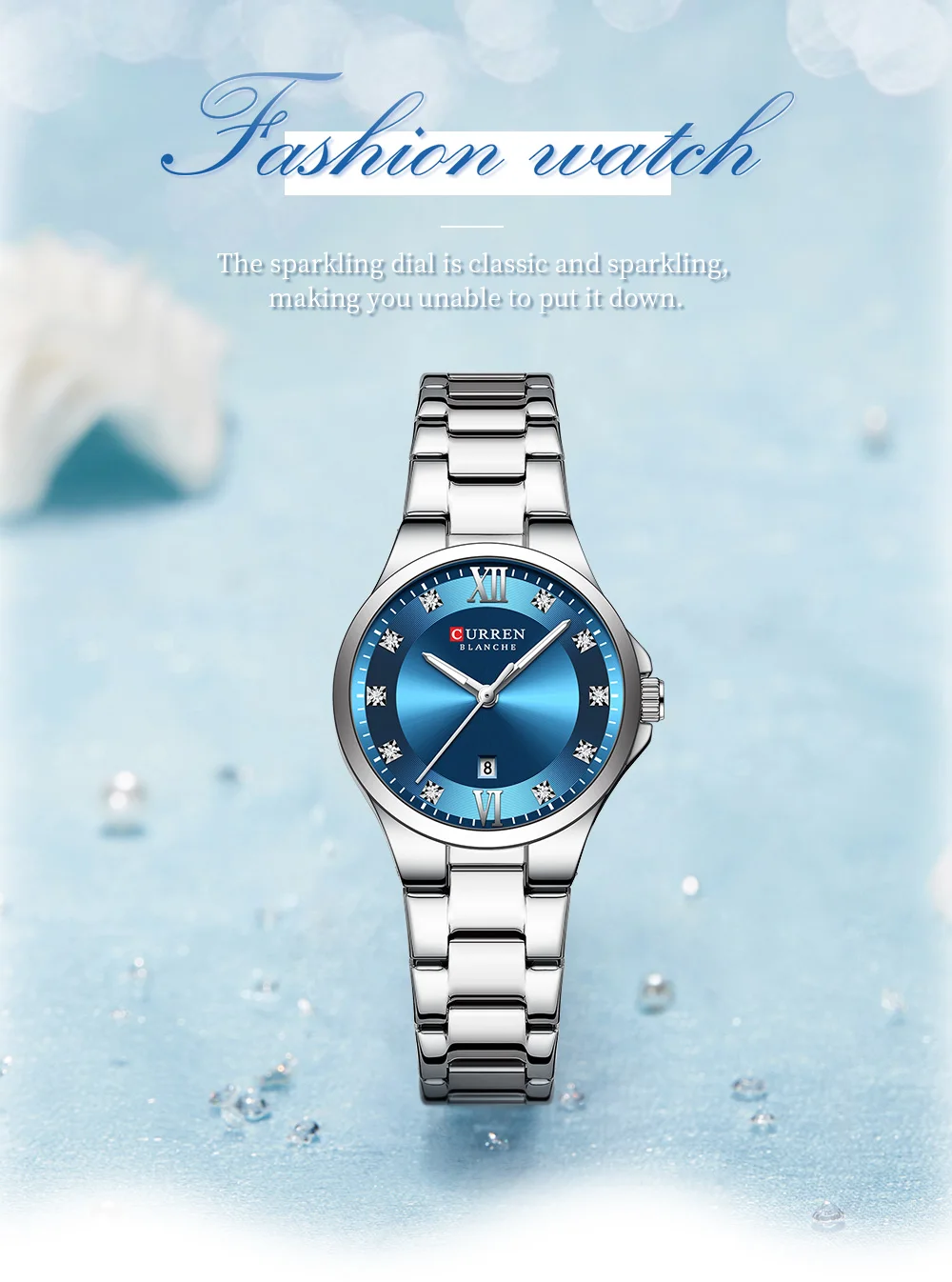 Curren 9107 Original Quartz Watch for Women Fashion Elegant Ladies Watches Stainless Steel Strap Waterproof Women's Wristwatch