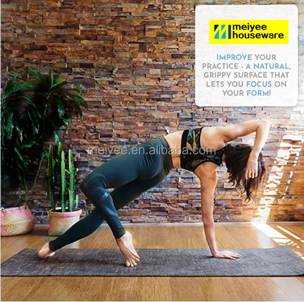 Экологичный джутовый Дорожный Коврик для йоги из натурального каучука оптом для противоскользящей йоги