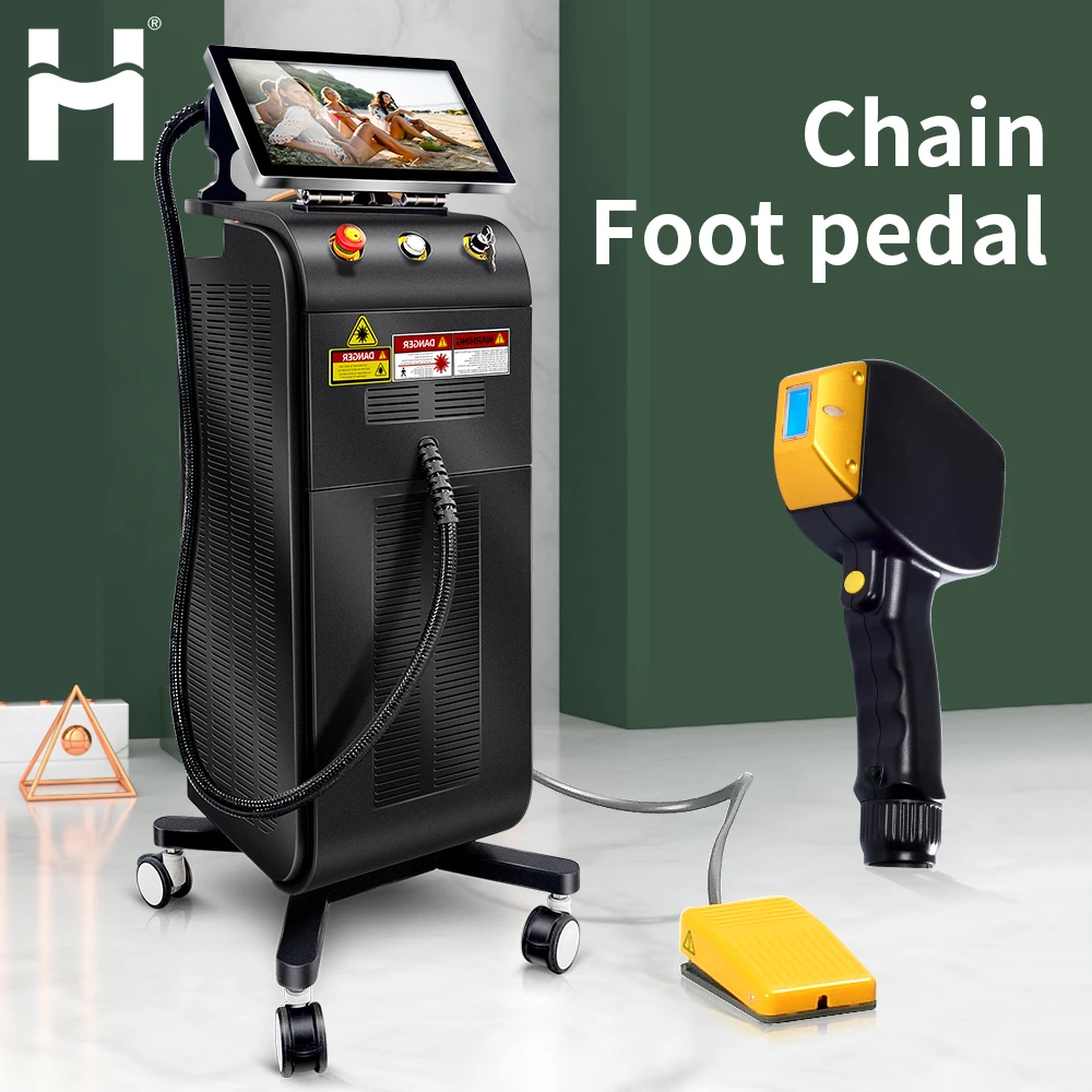 2025 Cloud Computing Dual or One Heads Ice Titanium CE TUV  600-2400W Diode Laser Hair Removal  Machine with Chain Foot Pedal