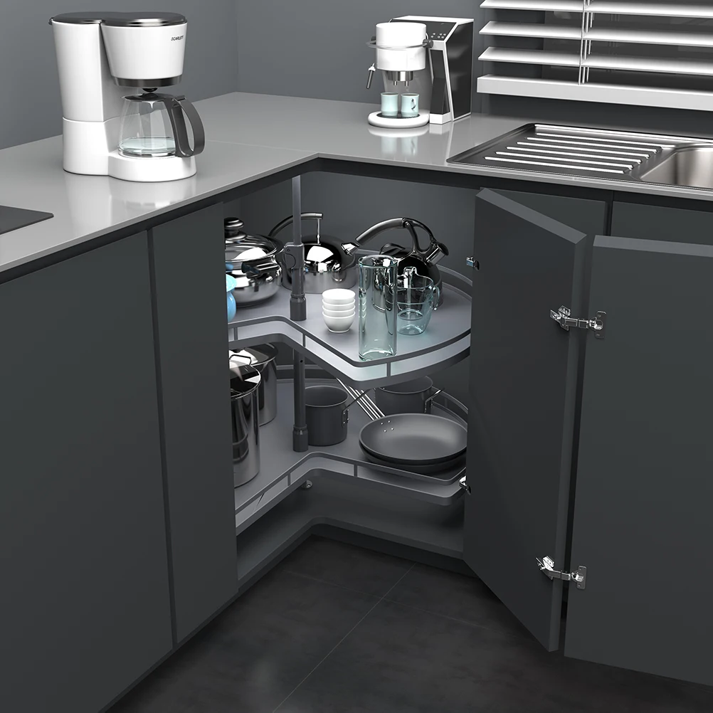 Modern Design 270 Degree Revolving Pull Out Wire Swivel Basket Kitchen Storage Corner Cabinet