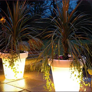 16-Color LED Illuminated Plastic Flower Vase Pot Trays for Outdoor Home Garden Decor and Planters