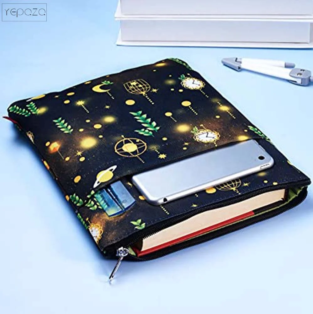 SUPERFINDINGS Book Cover Sleeve A5 Paperback Book Protector With Japanese Wave Midnight Blue Book Sleeve Washable Book Cover Fabric Novel Book Sleeve - View #2