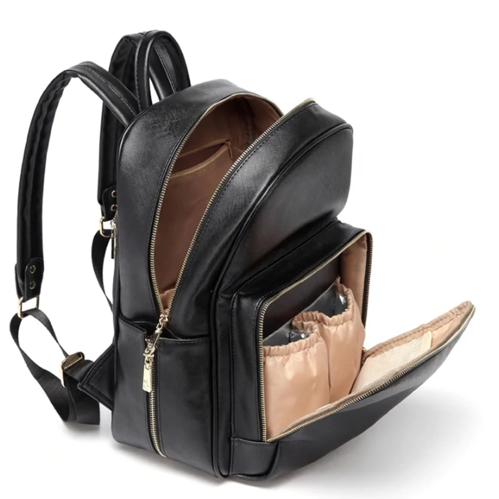 Leather Diaper Backpack Large Capacity Stroller Straps