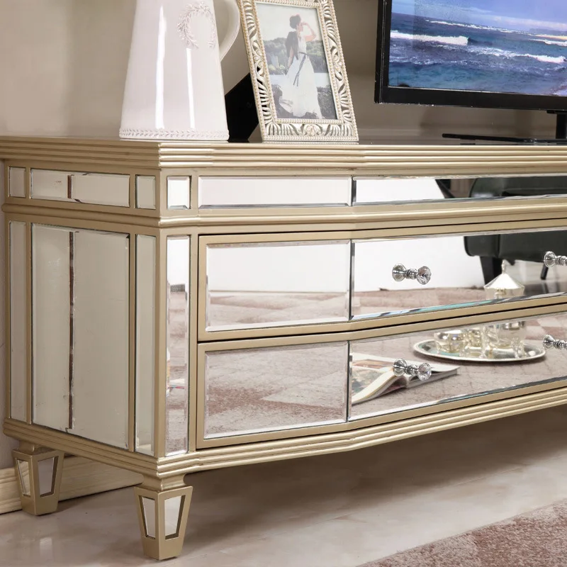 Living Room Furniture Modern Style Media Unit Antique Gold Long Mirrored TV Stand With Drawers| Alibaba.com Living Room Furniture Modern Style Media Unit Antique Gold Long Mirrored TV Stand With Drawers| Alibaba.com