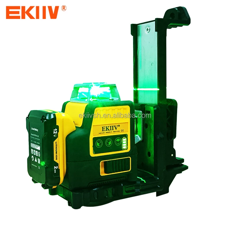 EKIIV High Accuracy 360 Self Leveling 4D Lazer Level Cross Line Laser Level Tool for Construction With Rechargeable Batteries