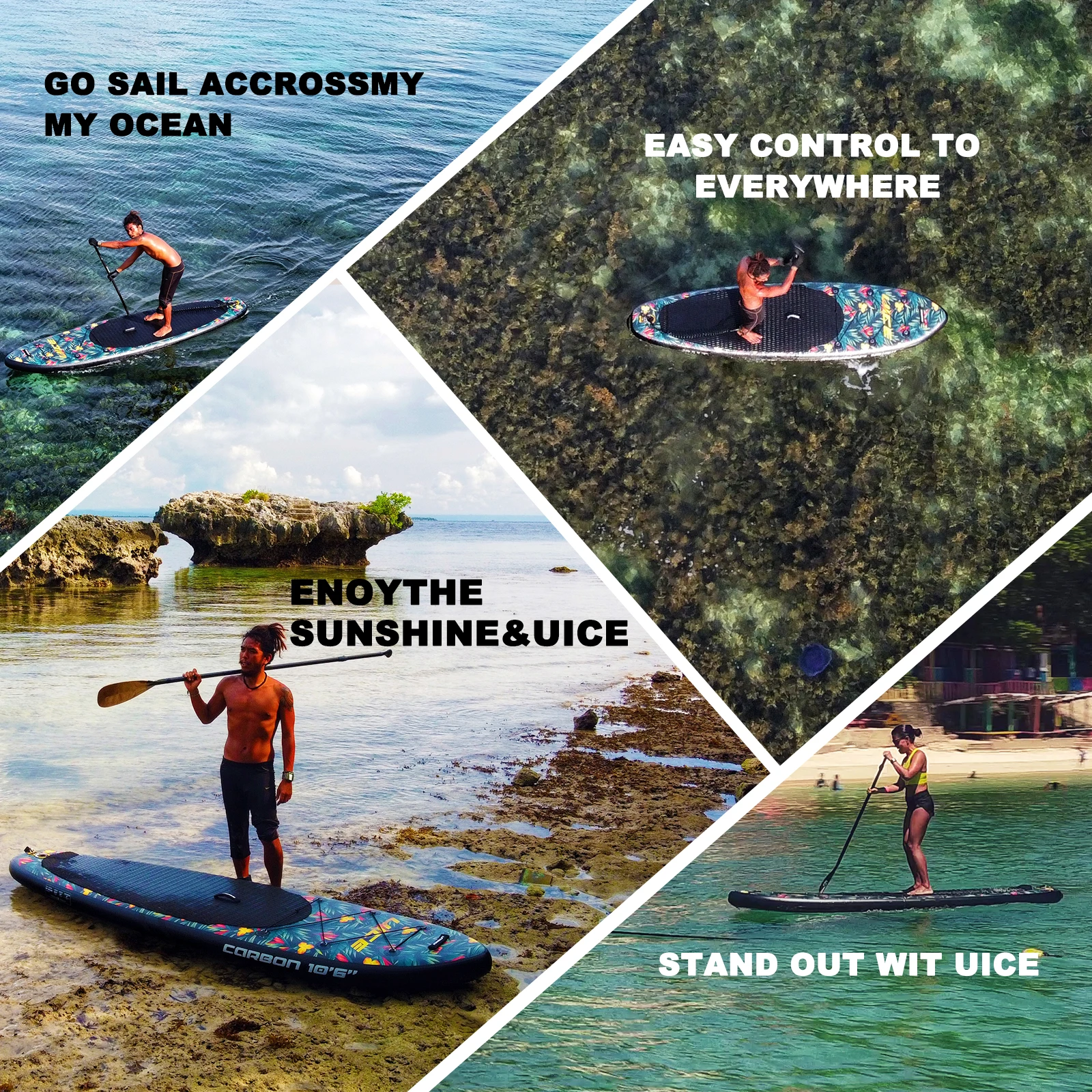 Surfing and Yoga Unique Classic Design with Premium Standard Accessories Popular Size for Turing UICE Black Carbon Inflatable Stand Up Paddle Board 11x33 x6