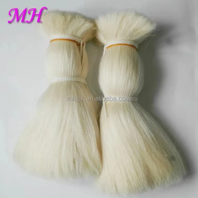 High Quality Washed  Natural  White Goat Hair Bulk for Making up Brush Set and  Hair Extension