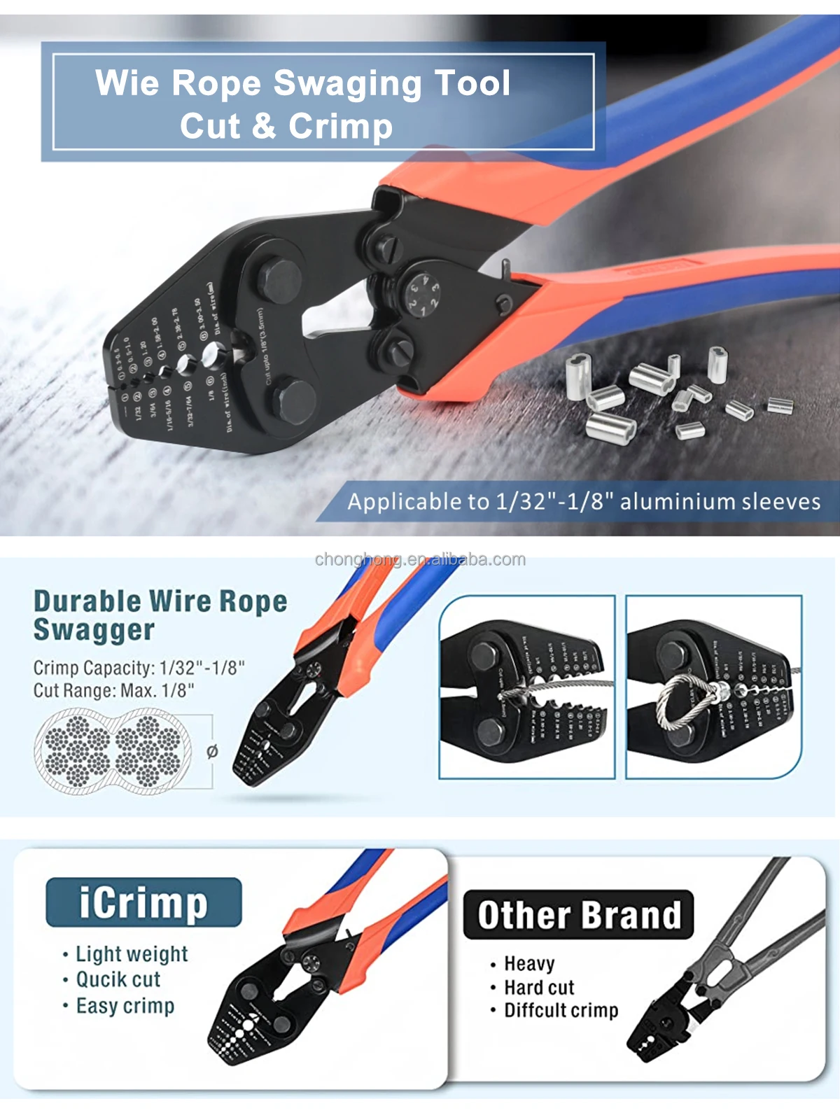 Wire Rope Crimping Tool Swage Tool Hand Swager Crimper Wire Rope ...