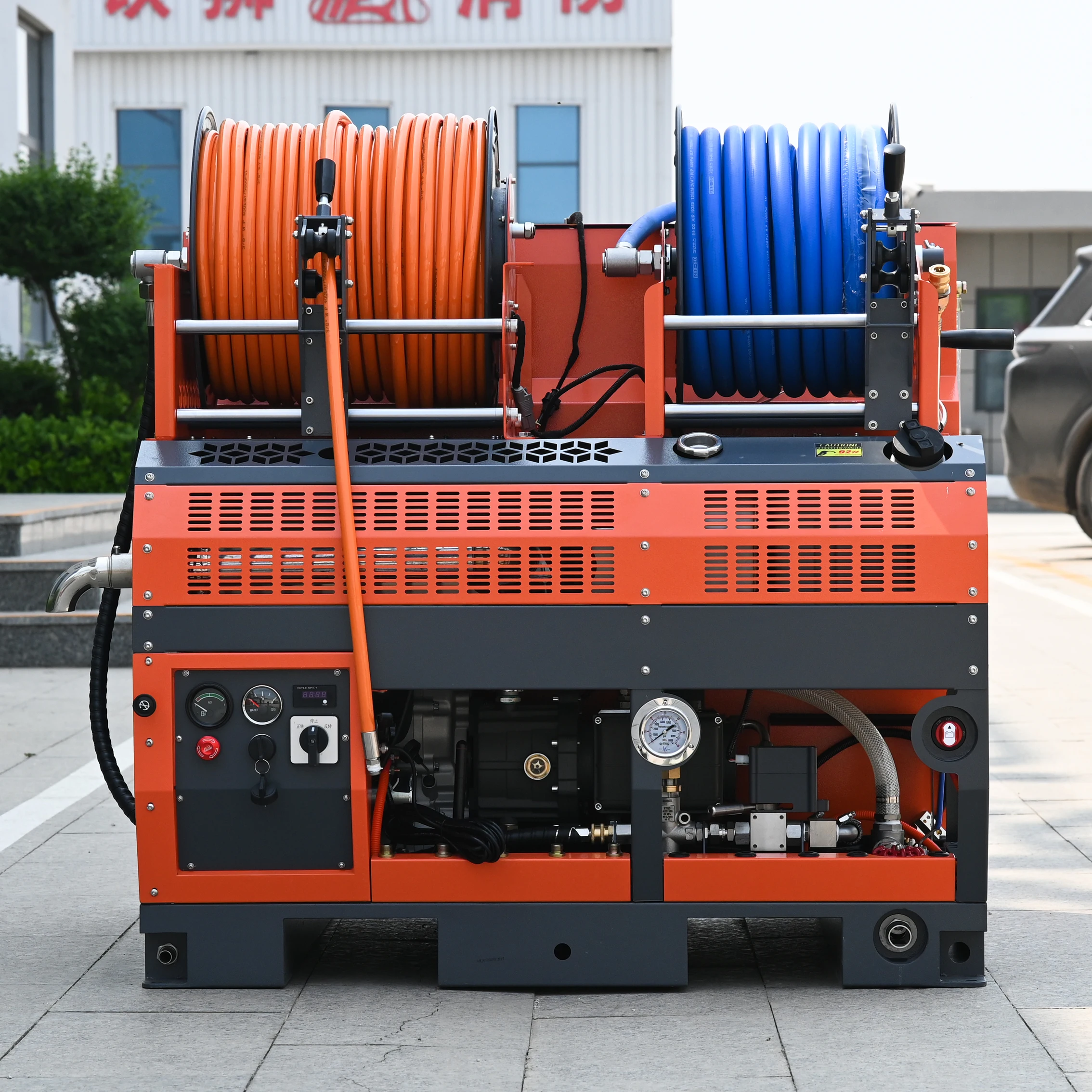 AMJET 2 Cylinder Gasoline Sewer Jet 3000psi65LPM for Cleaning 50-600mm Drain Pipes 200bar17gpm for Cleaning Various Oily Pipes.