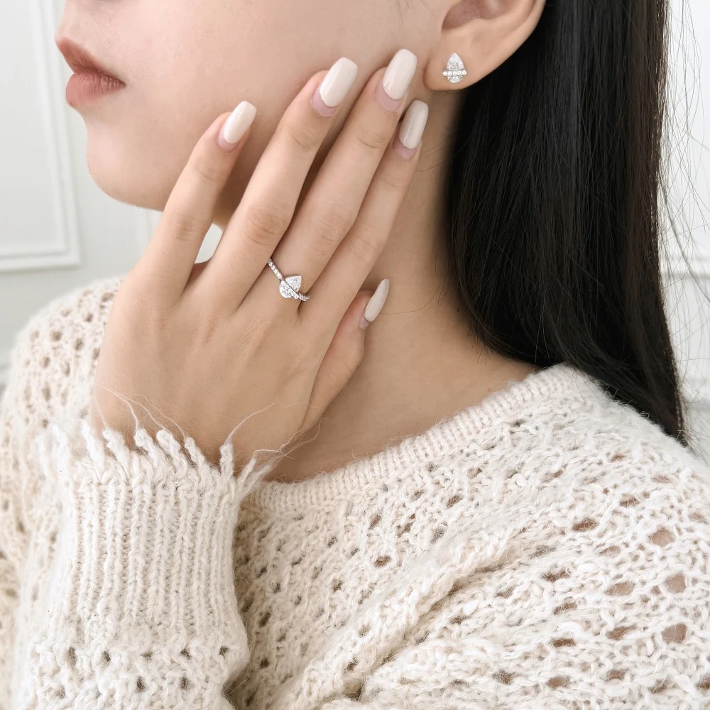 KAKODIY Small Cute Design Boutique Jewelry 925 Sterling Silver 5A Cubic Zirconia Shiny Pear Stud Earrings For Women Everyday Wear detail 1