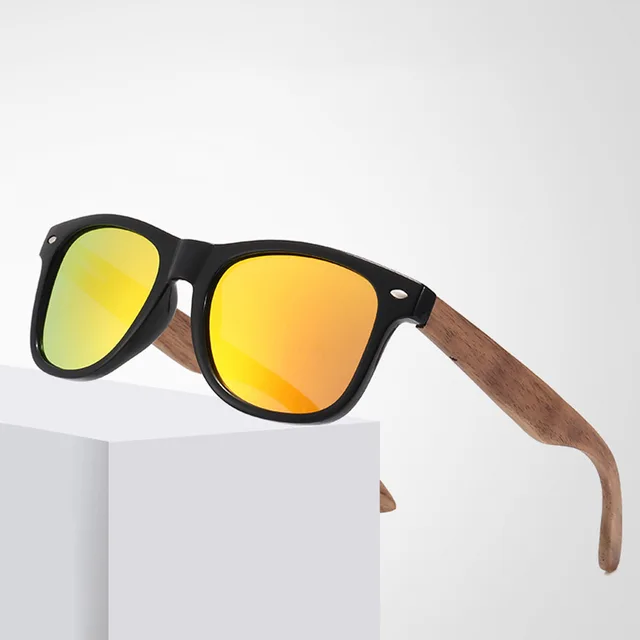 Fashion Wood Vintage Square Sunglasses Women and Men Luxury Brand Designer Sun Glasses Wooden Driving Fishing UV400 Eyewear