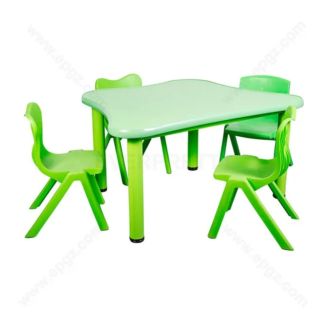 Kindergarten Furniture 4-Seat Kids Fixed Butterfly Shape Table and Chair