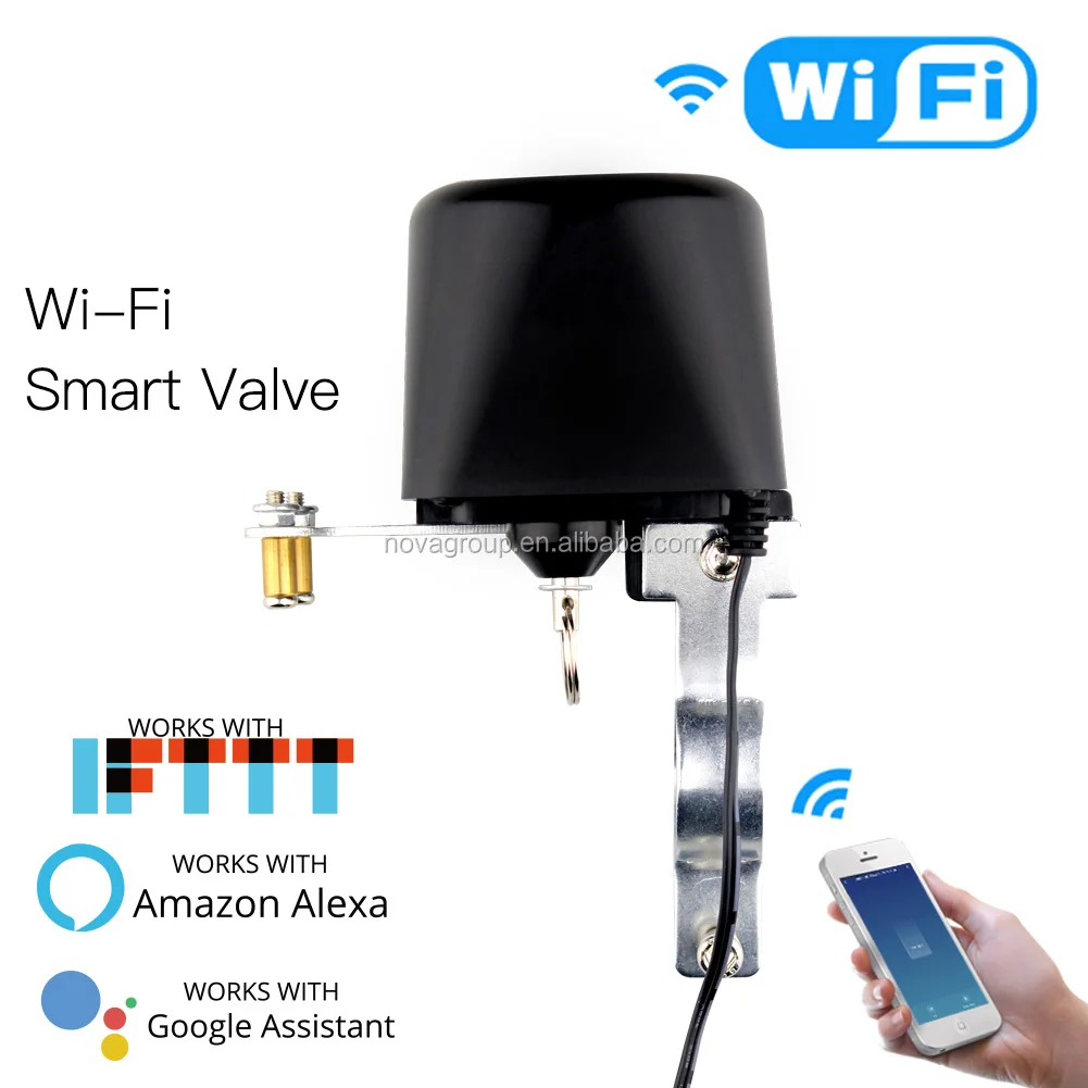 WiFi Smart Water Valve Gas Valve for Wireless Remote Control on iOS/Android phone Smartlife APP, Wor