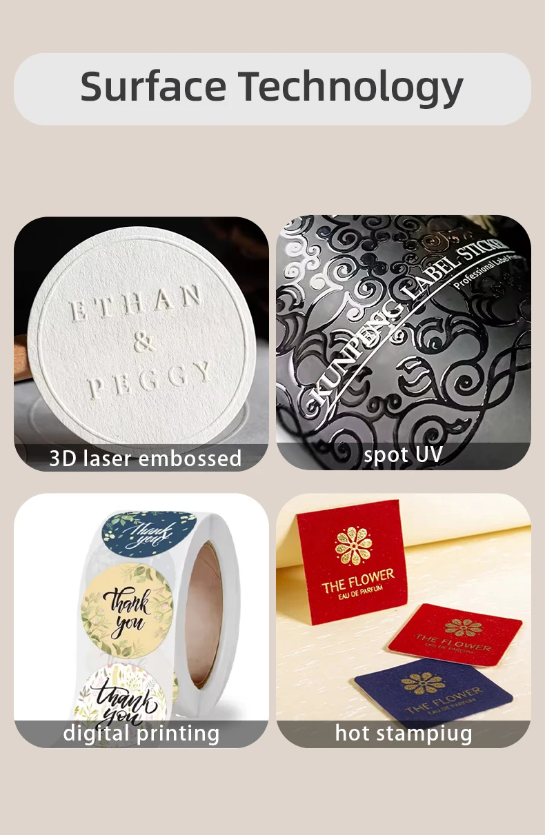 Luxury Custom Matte Cotton Paper Textured Embossed Label Sticker ...