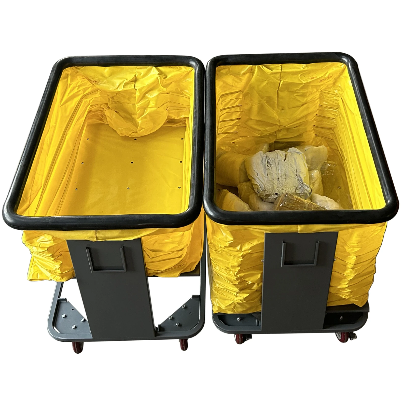 High Quality Self Leveling Logistics Folding Trolley Cart Spring Loaded Stainless Steel Metal Warehouse Logistic Store Trolleys