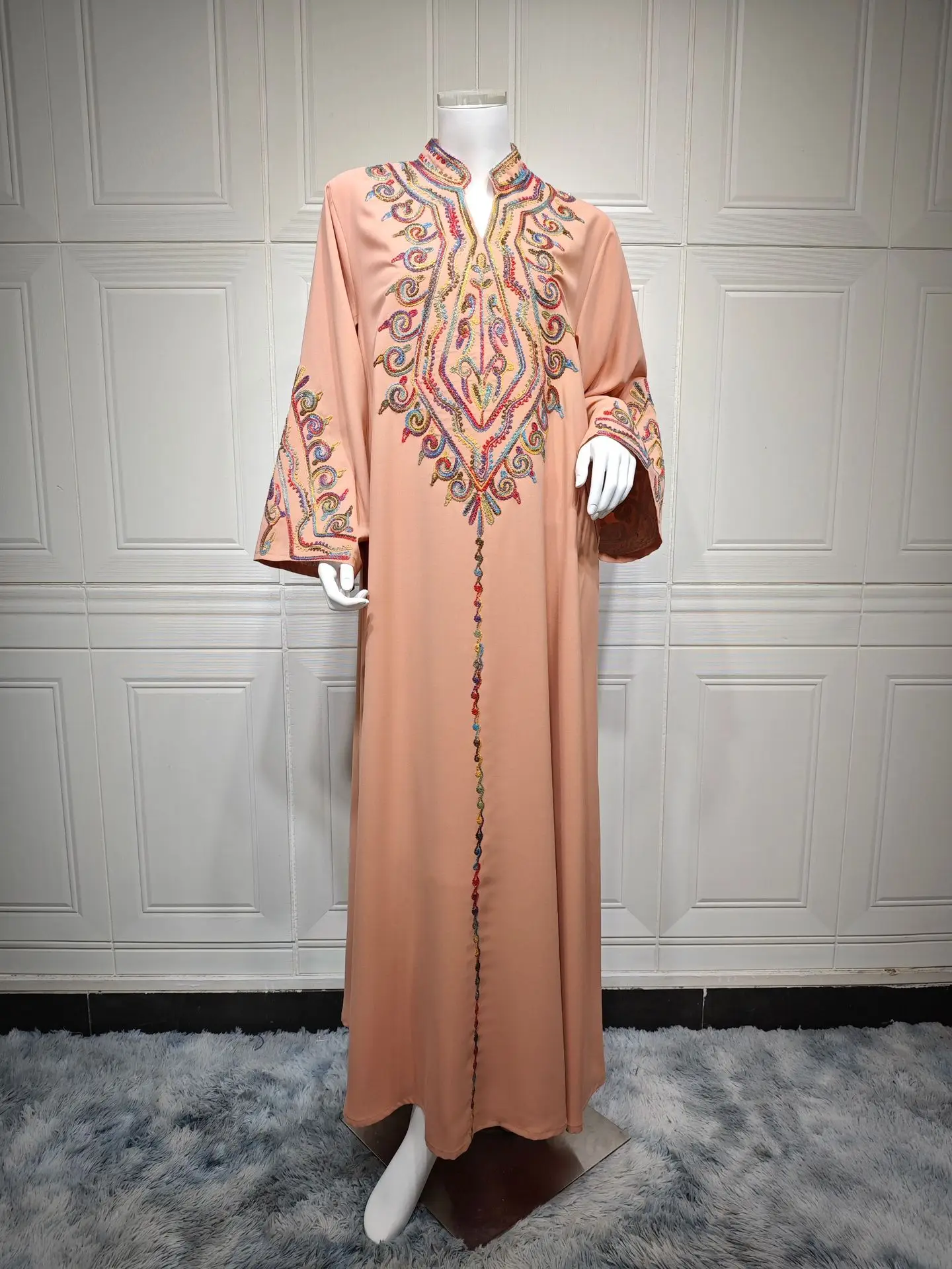 Eid Embroidery Elegant Kaftan Muslim Dress Ramadan Clothing Islamic Woman  Kaftan Abaya Muslim Women Dress