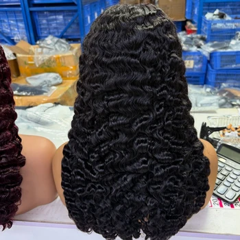 Wholesale Lace Front Wigs Human Hair Lace Front Glueless Lagos Hairline Wig Cuticle Aligned Raw Burmese Curly Hair Deep Wave Wig
