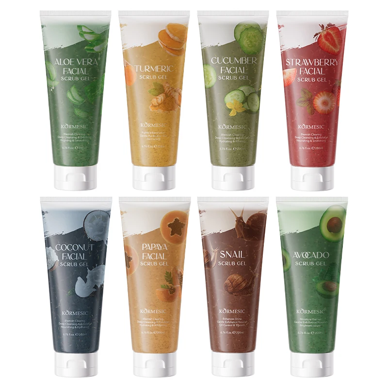Private Label KORMESIC Strawberry&aloe& Cucumber&Vera&Coconut Scrub Gel