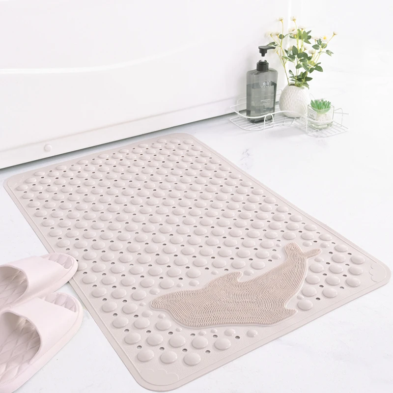 Non-Toxic Waterproof Anti-Slip Bath Mat with Suction Cups - Machine Washable Shower Mat for Bathtub with Drainage Holes