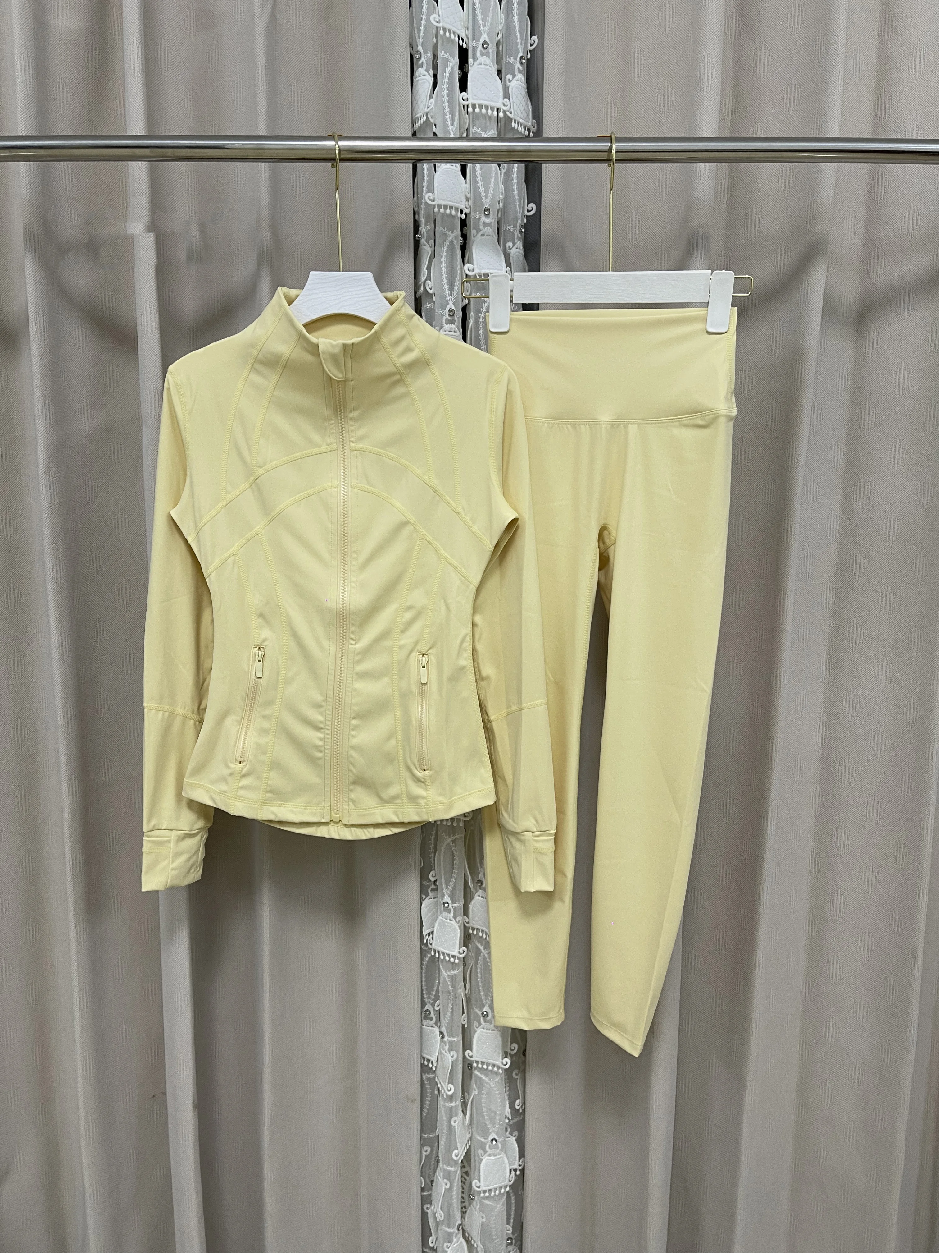 Style Solid Breathable for Yoga Set Zipper Tight 2-Piece Sports Fitness Outfit Yoga Sets detail