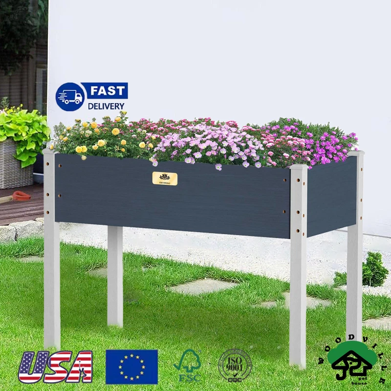 Wholesale Outdoor Furniture Garden Supplies Flower Pot Planter Box Wooden Raised Garden Bed for Vegetables