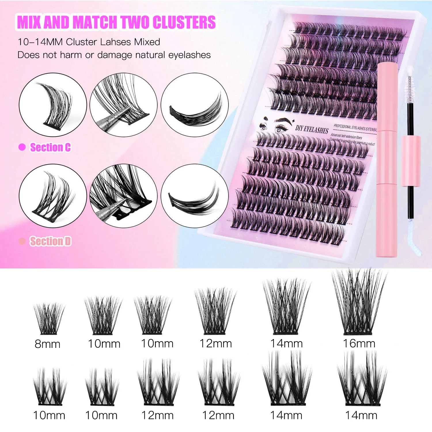 Private Label Lash Cluster Kit Segment Lash Extensions Print Logo