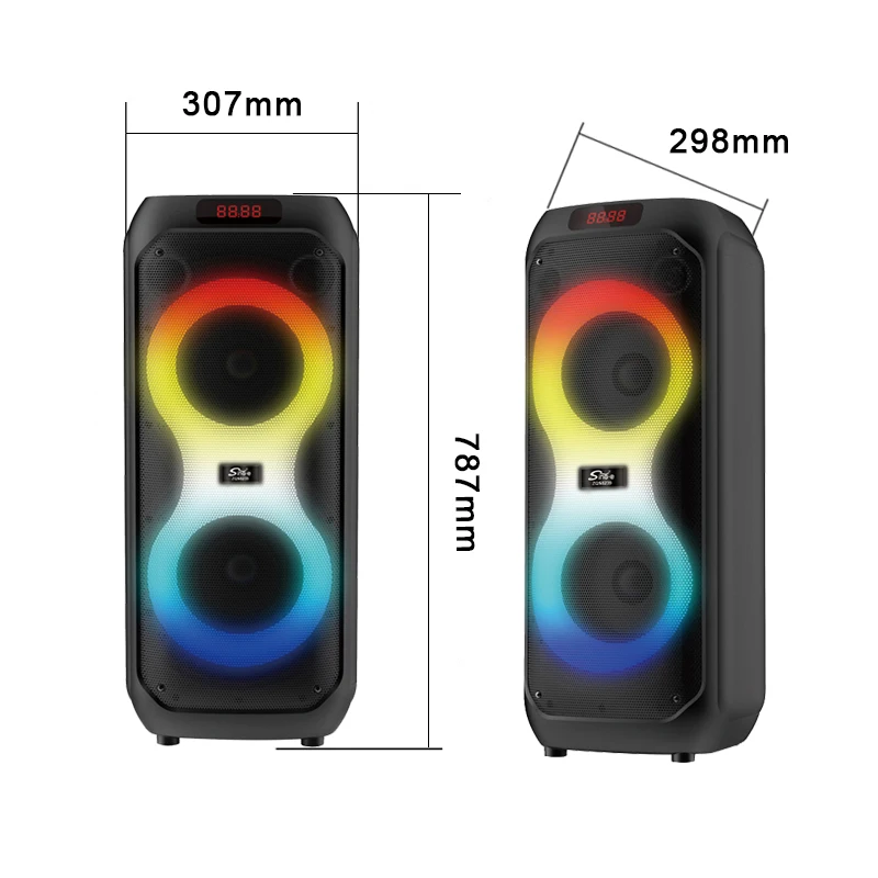 ZQS8287 Portable 8 Inch Bluetooth Speaker with RGB LED, Mic Input