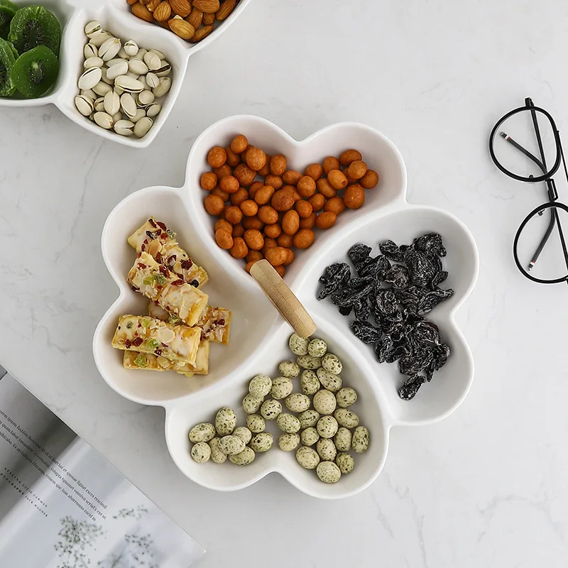 Ceramic Compartment Plate Tray for Snack Serving Divided Tray for Dried Fruit and Nuts Dinnerware Sets