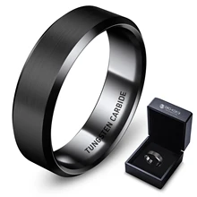 In Stock Classic 6MM Brushed Tungsten Wedding Ring Simple Black Tungsten Ring For Man Ring Jewelri Mens Accessories