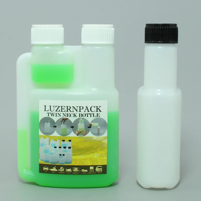 3 oz 100ml HDPE Twin Neck Measure Plastic Bottle With Dual Chamber