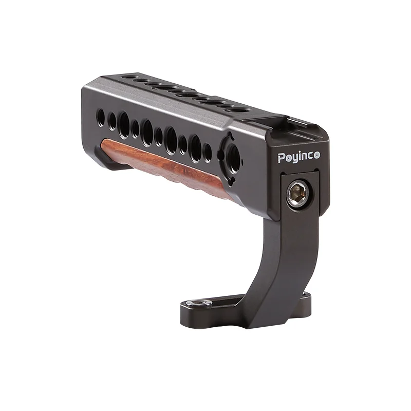 Poignée supérieure pour caméra en bois et alliage d’aluminium, légère, réglable, avec point de repérage Arri et fixation type « cold shoe » pour cage de caméra reflex numérique